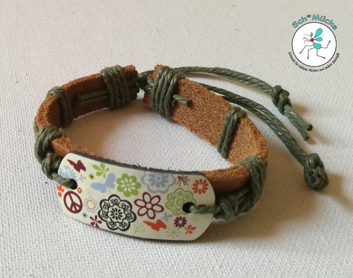 Leder armband hippie - leder-armband, frieden