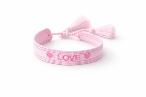 Rosa stoffarmband love - rosa, „love“