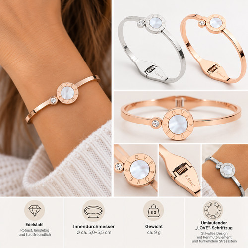 Edelstahl armreif love - armreif, gravur