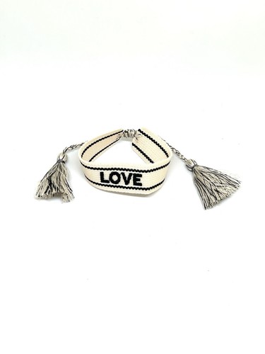 Quasten armband love beige - armband,