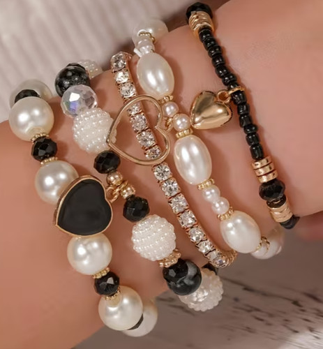 5er set armband love schwarz - 5er,