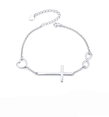 925 silber kreuz - herz, infinit