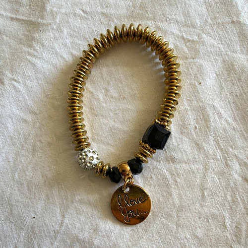 Perlenarmband gold schwarz - perlenarmband, mit
